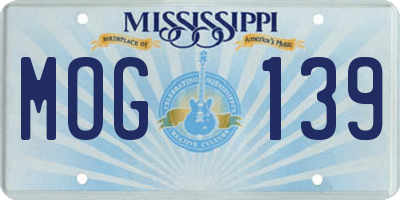 MS license plate MOG139