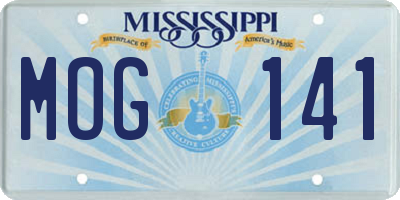 MS license plate MOG141