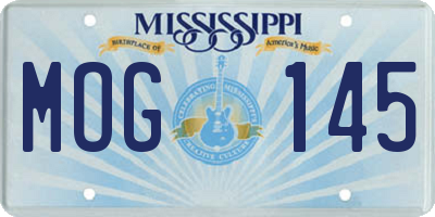 MS license plate MOG145