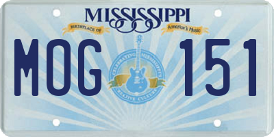 MS license plate MOG151
