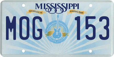 MS license plate MOG153