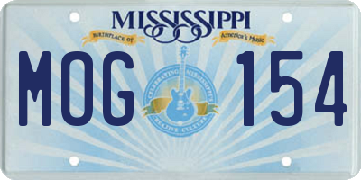 MS license plate MOG154