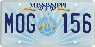 MS license plate MOG156