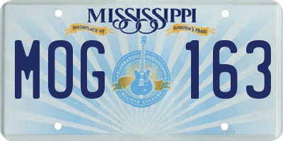 MS license plate MOG163