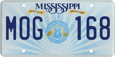 MS license plate MOG168