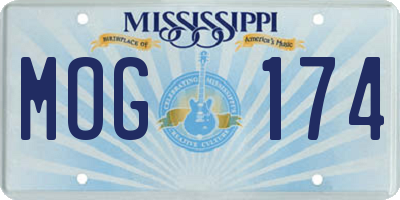 MS license plate MOG174