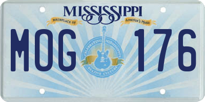 MS license plate MOG176