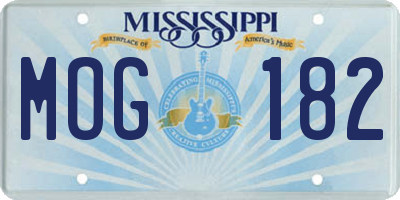 MS license plate MOG182