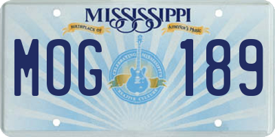 MS license plate MOG189