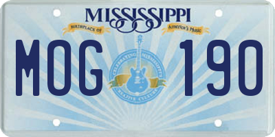 MS license plate MOG190