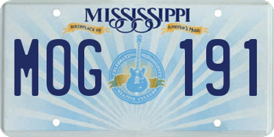 MS license plate MOG191