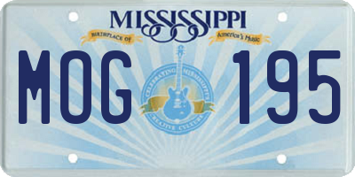 MS license plate MOG195