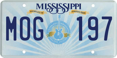 MS license plate MOG197