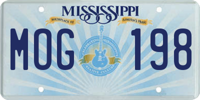 MS license plate MOG198