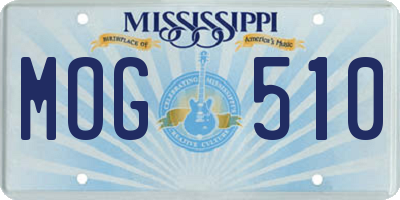 MS license plate MOG510