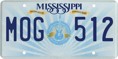 MS license plate MOG512
