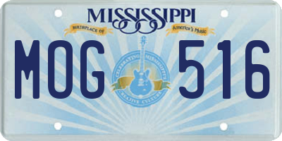 MS license plate MOG516