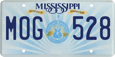 MS license plate MOG528