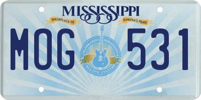 MS license plate MOG531