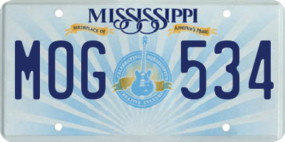 MS license plate MOG534
