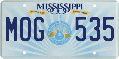 MS license plate MOG535