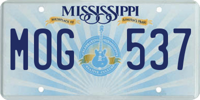 MS license plate MOG537