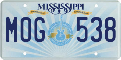 MS license plate MOG538