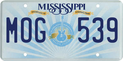 MS license plate MOG539