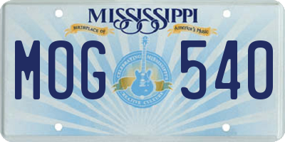 MS license plate MOG540