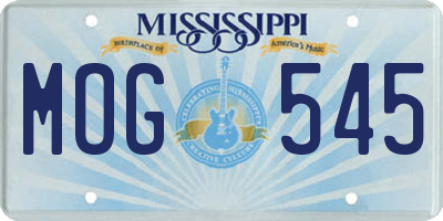 MS license plate MOG545