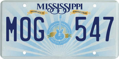 MS license plate MOG547