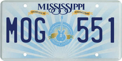MS license plate MOG551