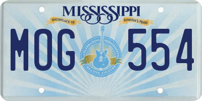 MS license plate MOG554