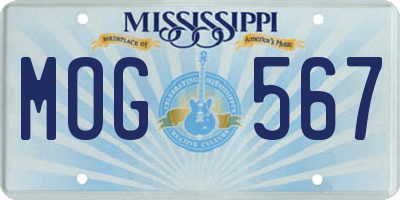 MS license plate MOG567