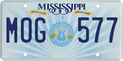 MS license plate MOG577