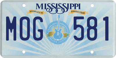 MS license plate MOG581