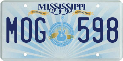 MS license plate MOG598