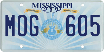 MS license plate MOG605