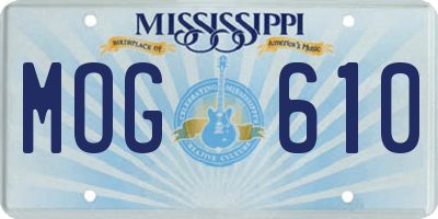 MS license plate MOG610