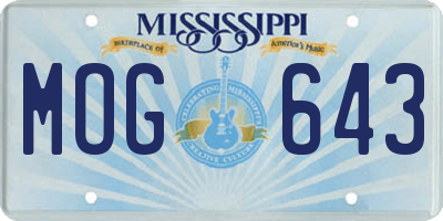 MS license plate MOG643