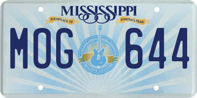 MS license plate MOG644