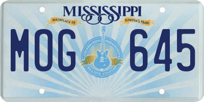 MS license plate MOG645