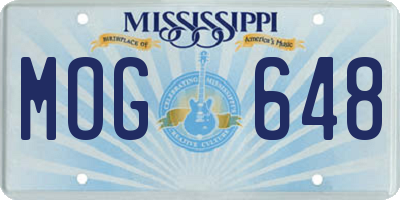 MS license plate MOG648