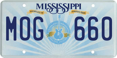 MS license plate MOG660