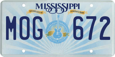 MS license plate MOG672