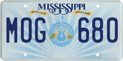 MS license plate MOG680