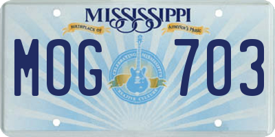 MS license plate MOG703