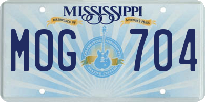 MS license plate MOG704