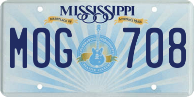 MS license plate MOG708