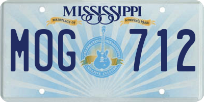 MS license plate MOG712